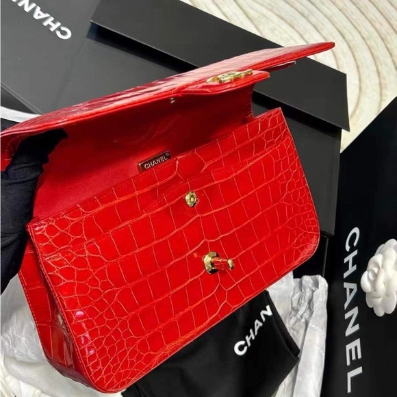 Chanel medium double flap shiny alligator bag - Picture 4 of 14